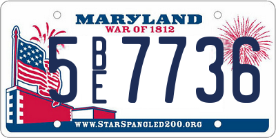 MD license plate 5BE7736
