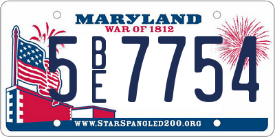 MD license plate 5BE7754