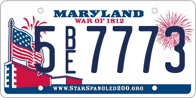 MD license plate 5BE7773