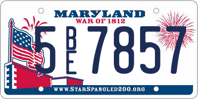 MD license plate 5BE7857