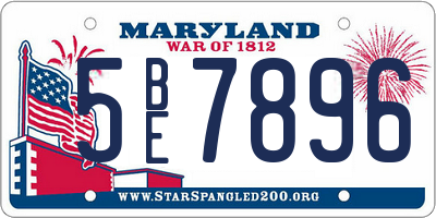 MD license plate 5BE7896