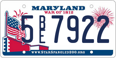 MD license plate 5BE7922