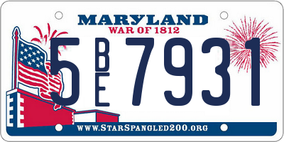 MD license plate 5BE7931