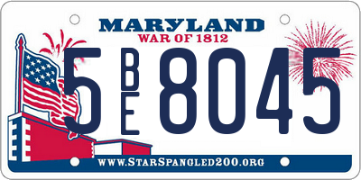 MD license plate 5BE8045