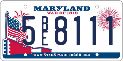MD license plate 5BE8111