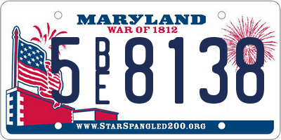MD license plate 5BE8138