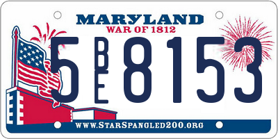 MD license plate 5BE8153