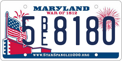 MD license plate 5BE8180