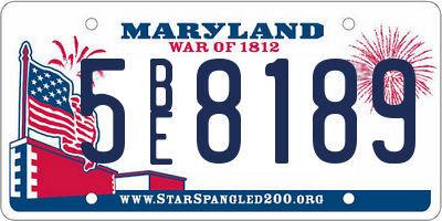 MD license plate 5BE8189