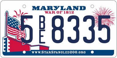 MD license plate 5BE8335