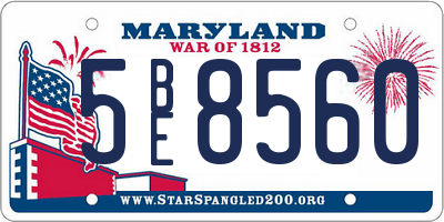 MD license plate 5BE8560