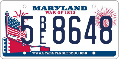 MD license plate 5BE8648