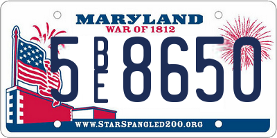 MD license plate 5BE8650