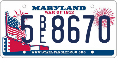 MD license plate 5BE8670