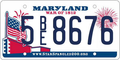 MD license plate 5BE8676