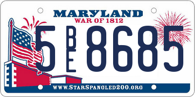 MD license plate 5BE8685