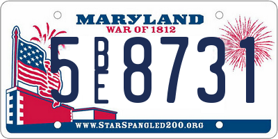 MD license plate 5BE8731