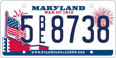 MD license plate 5BE8738