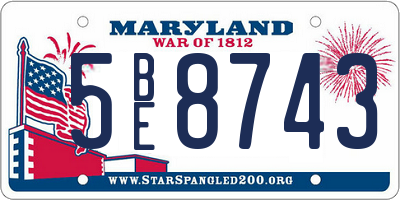 MD license plate 5BE8743
