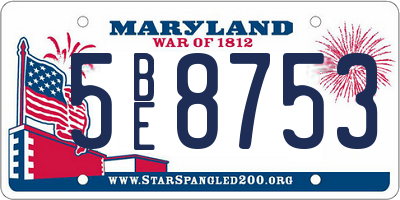 MD license plate 5BE8753