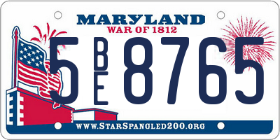 MD license plate 5BE8765