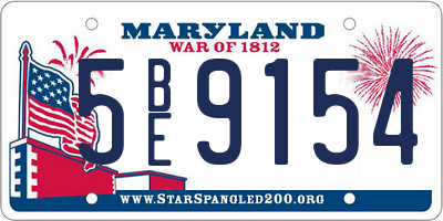 MD license plate 5BE9154