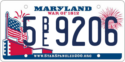 MD license plate 5BE9206
