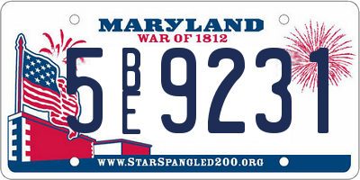 MD license plate 5BE9231