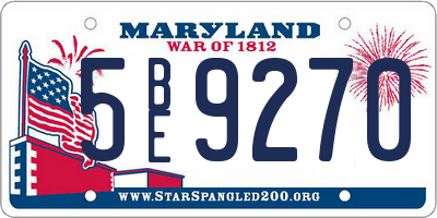MD license plate 5BE9270