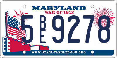 MD license plate 5BE9278