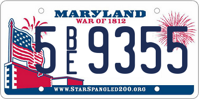 MD license plate 5BE9355