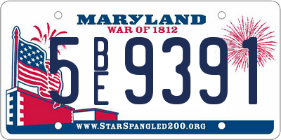 MD license plate 5BE9391