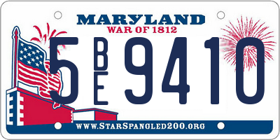 MD license plate 5BE9410