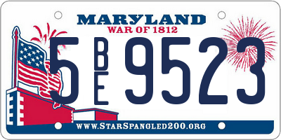 MD license plate 5BE9523