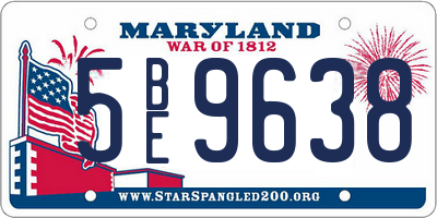 MD license plate 5BE9638