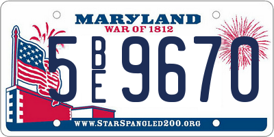 MD license plate 5BE9670