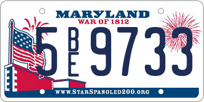 MD license plate 5BE9733