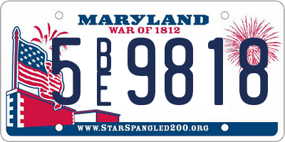 MD license plate 5BE9818