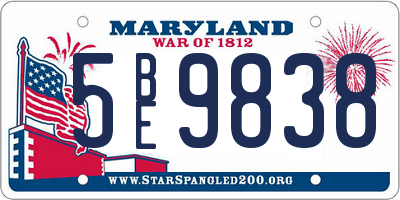 MD license plate 5BE9838