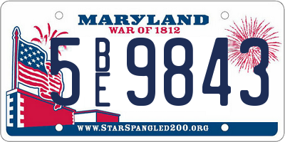 MD license plate 5BE9843