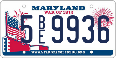 MD license plate 5BE9936