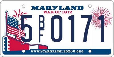 MD license plate 5BF0171