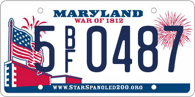 MD license plate 5BF0487