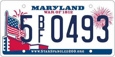 MD license plate 5BF0493