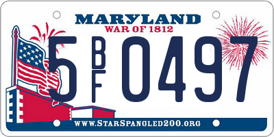 MD license plate 5BF0497