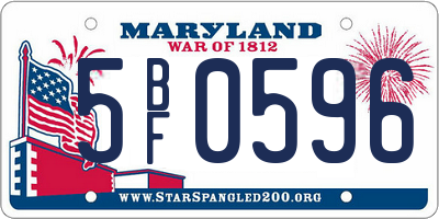 MD license plate 5BF0596