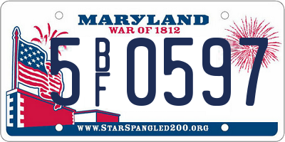 MD license plate 5BF0597