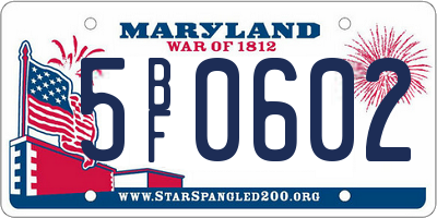 MD license plate 5BF0602