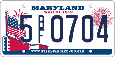 MD license plate 5BF0704