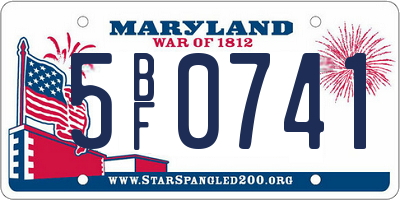 MD license plate 5BF0741